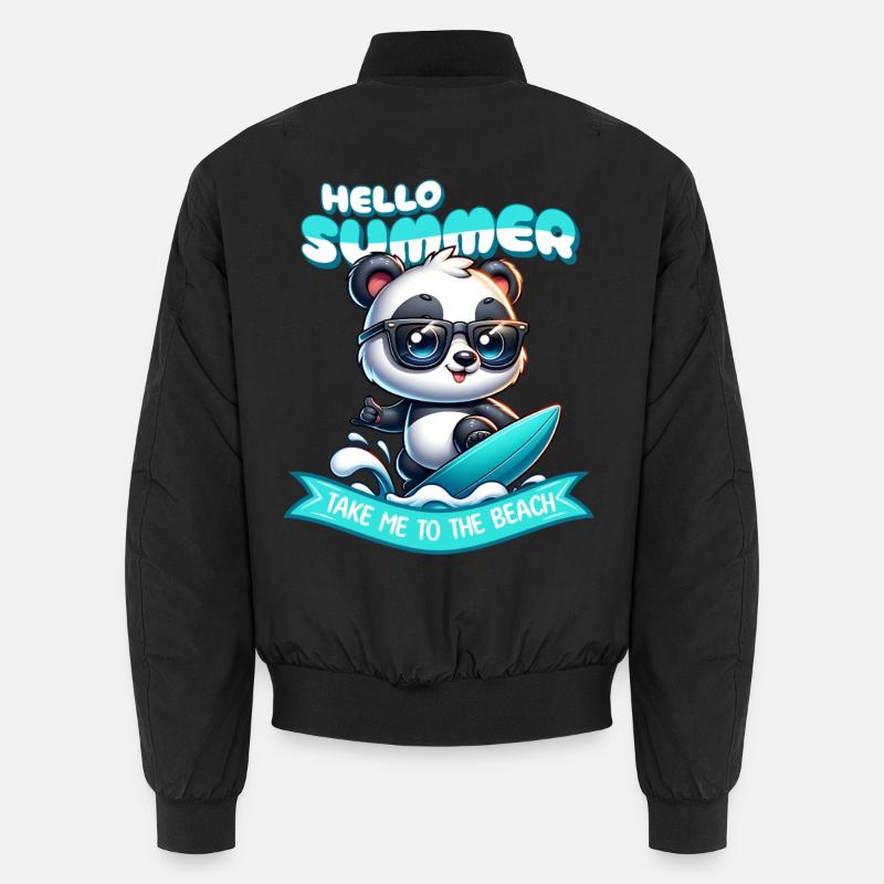 Panda Surfer Summer - Unisex Bomber Jacket - black