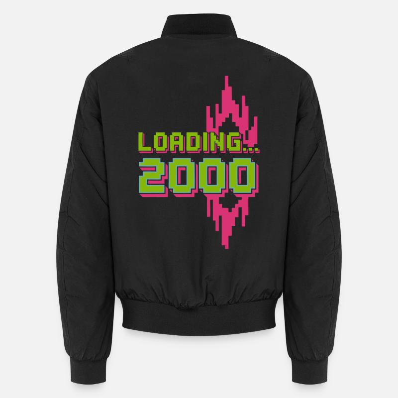 Retro Pixel Loading 2000 Design - Unisex Bomberjacke - Schwarz