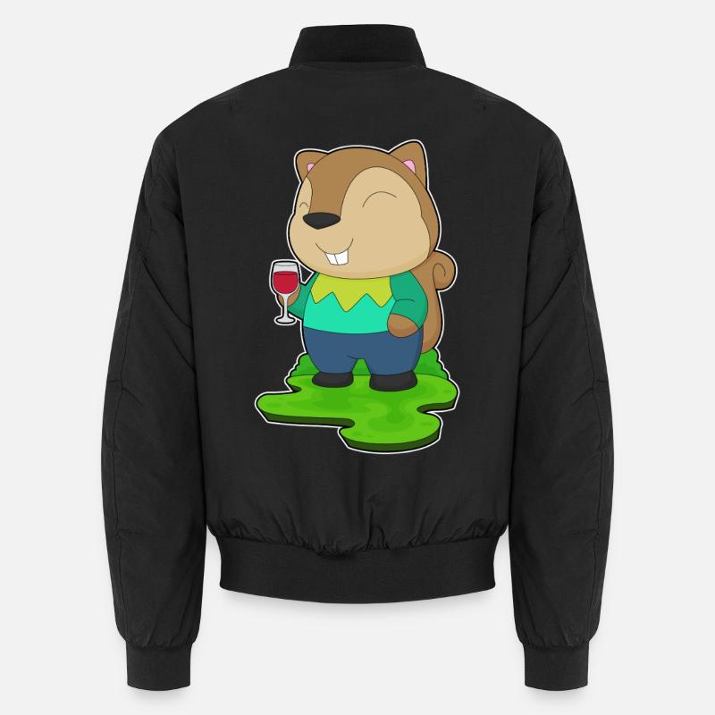 Squirrel Red Wine Unisex Bomber Jacket