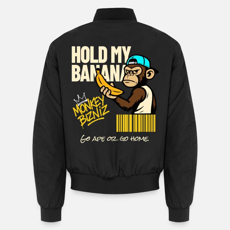 Monkey Banan Humor Design - Unisex Bomber Jacket - black