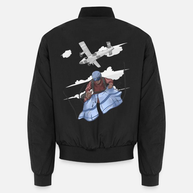 Aerial Skydive Pilot Illustration - Unisex Bomber Jacket - black
