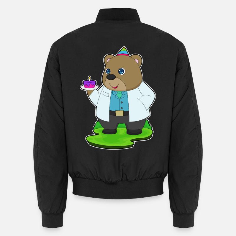 Bear Birthday Doctor - Unisex Bomber Jacket - black