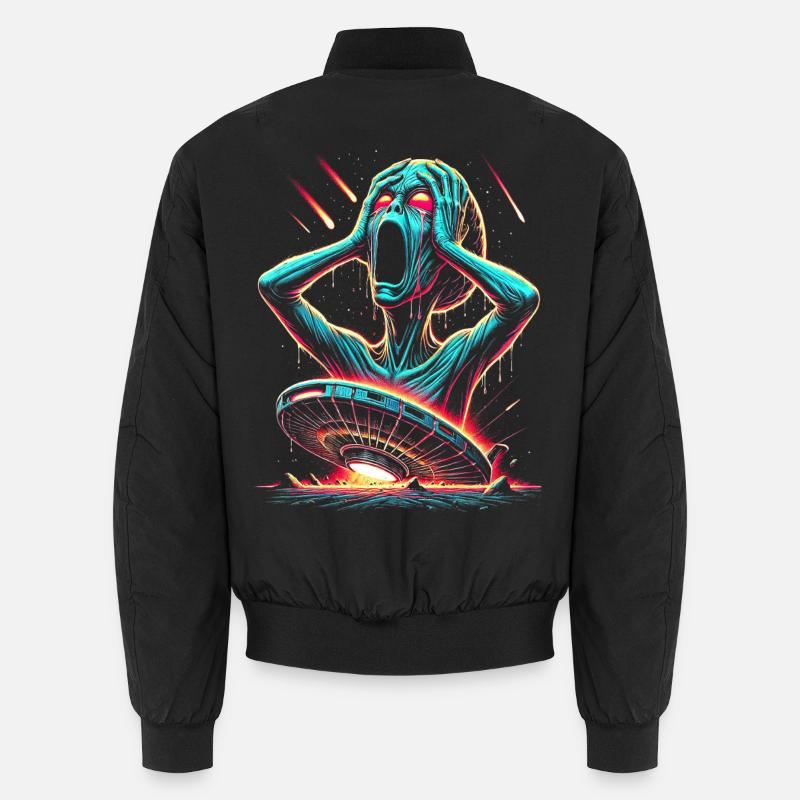 Neon Sci-Fi Horror Halloween Illustration Unisex Bomberjacke