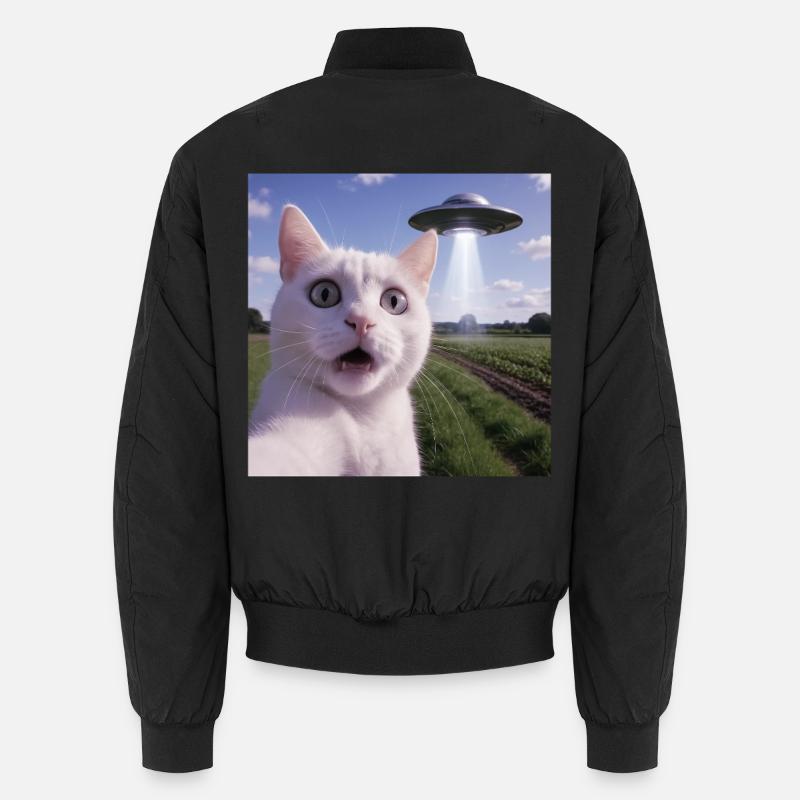 Selfie de chat avec un OVNI extraterrestre Bomber unisexe