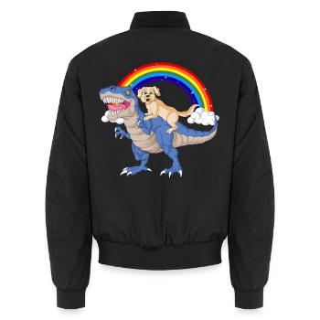 Skurriler Dinosaurier & Golden Retriever Rainbow - Unisex Bomberjacke - Schwarz - Hinten - AI Model Male 185 light (185cm)