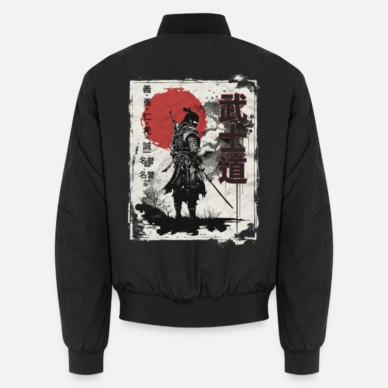 Samurai Warrior with Red Sun Backdrop Unisex Bomber Jacket
