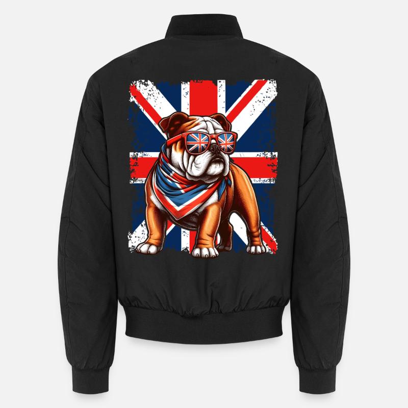 Bouledogue avec accessoires de drapeau britannique Bomber unisexe