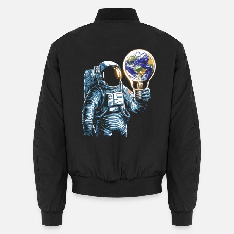 Space astronaut with globe lamp Unisex Bomber Jacket