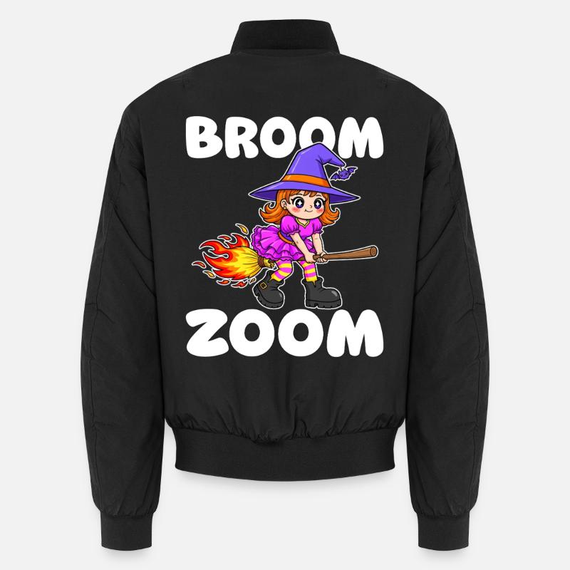 BROOM ZOOM - WITCH HALLOWEEN - Unisex Bomber Jacket - black