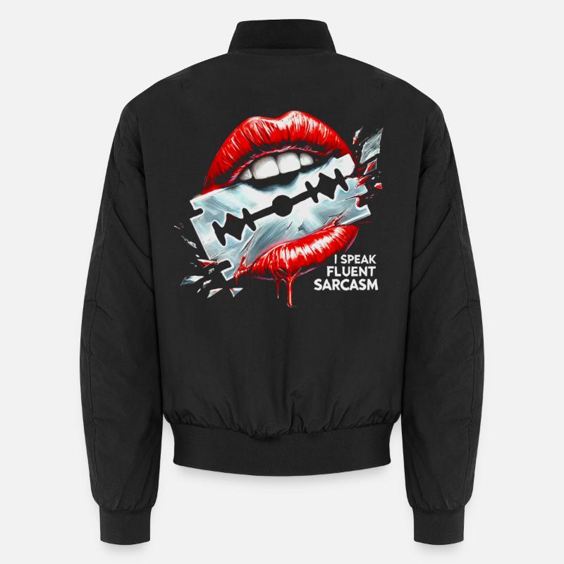 Fluent Sarcasm Lip Art Design Bold illustration Unisex Bomber Jacket