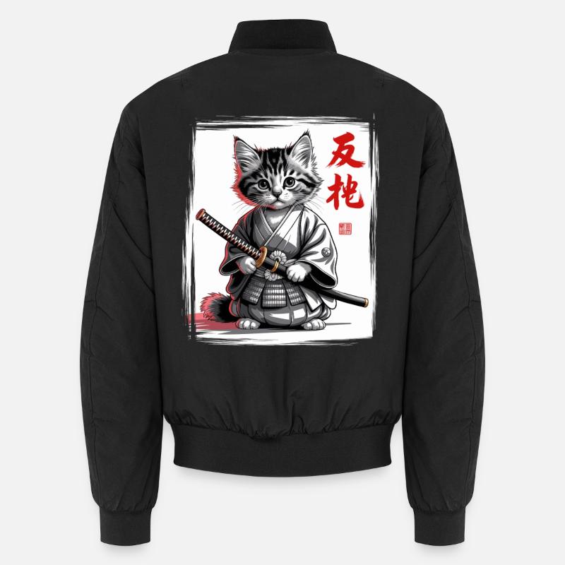Chat samouraï drôle, art japonais Bomber unisexe