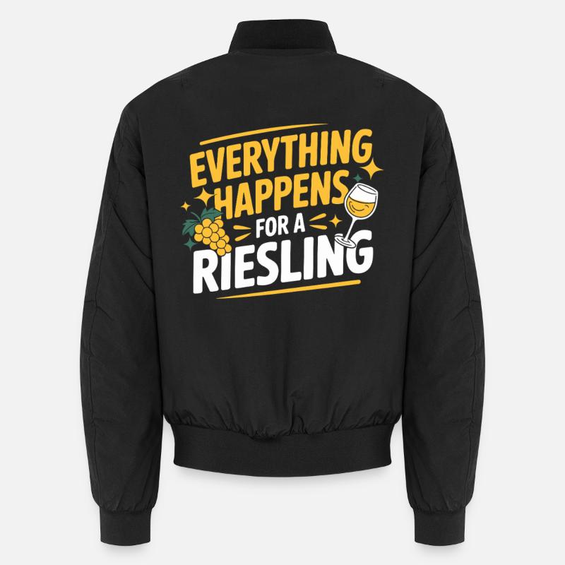 Wein Weintrinker Everything Happens For A Riesling Unisex Bomberjacke