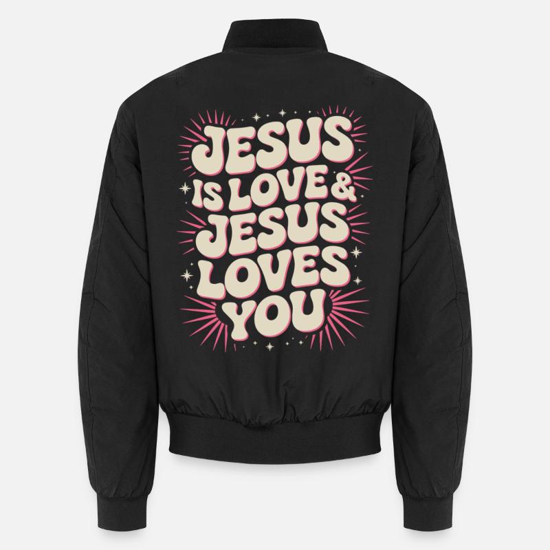 Jesus Love Saying with Speech Bubbles Unisex Bomber Jacket