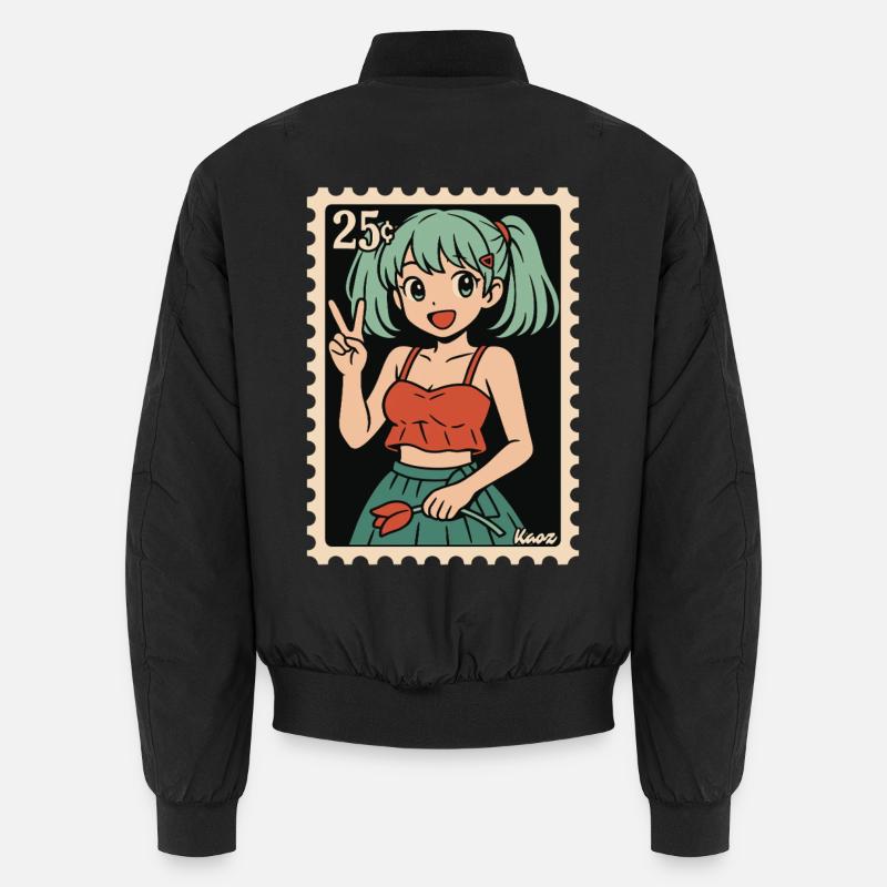 Illustration de cachet postal de fille d’anime Bomber unisexe