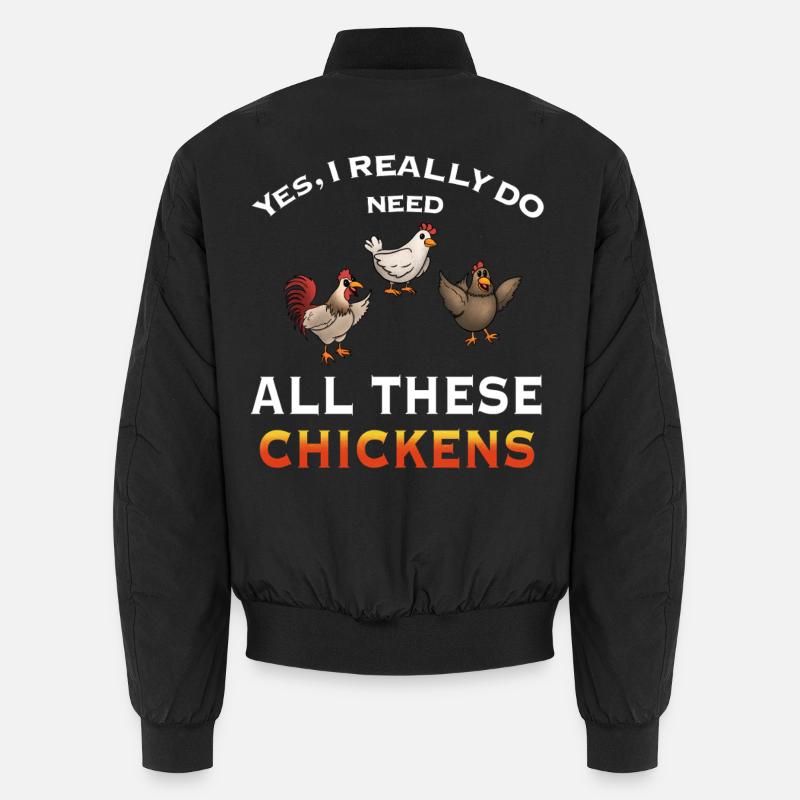 Humorous Chicken Illustration Statement - Unisex Bomber Jacket - black