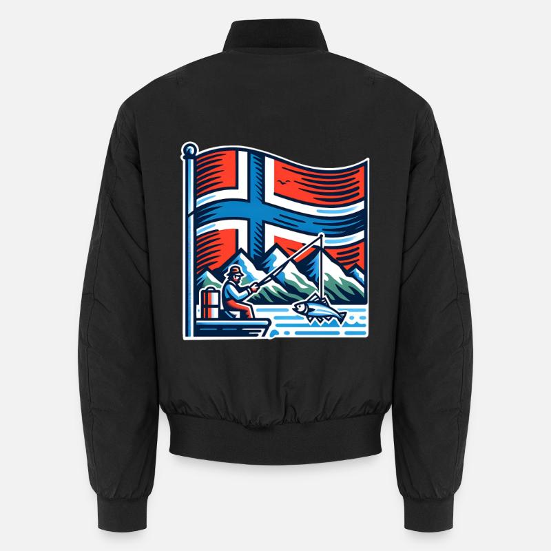Norwegen Angeln Boot Unisex Bomberjacke