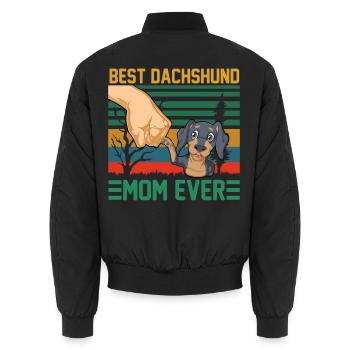 Best Dachshund Mom Ever - Unisex Bomber Jacket - black - Back - AI Model Male 185 light (185cm)