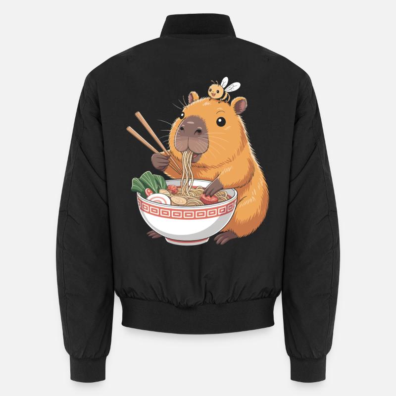 Capybara Ramen Kawaii With Bee Unisex Bomber Jacket