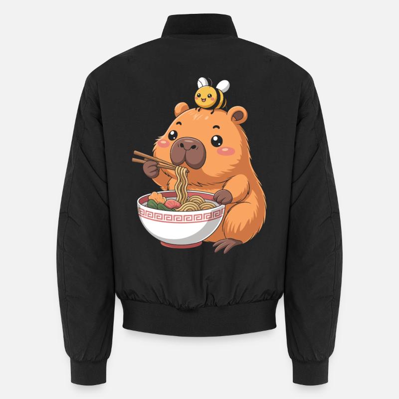 Capybara Ramen With Bee Kawaii Unisex Bomber Jacket