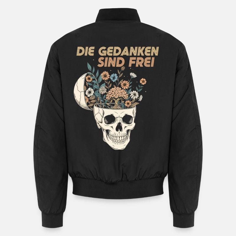 Blumen im Schädel mit Botschaft Unisex Bomberjacke