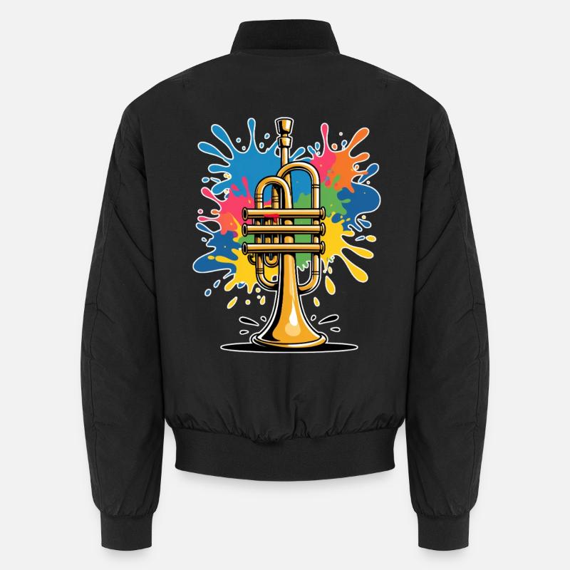 Lebendige Trompetenillustration im Graffiti-Stil Unisex Bomberjacke