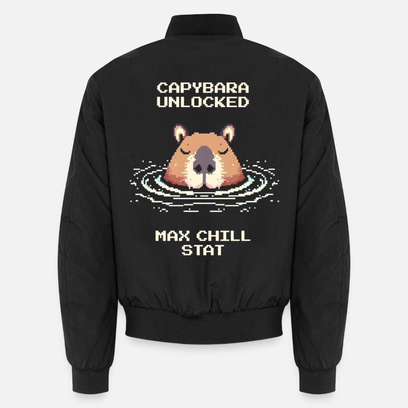 Capybara Unlocked – Max Chill | Meme - Unisex Bomber Jacket - black