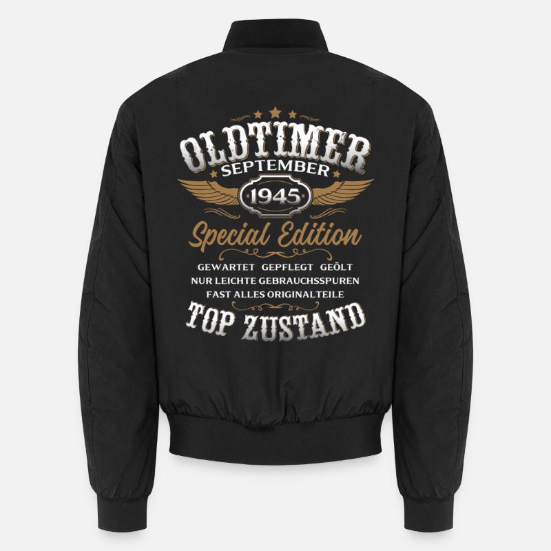 80. Geburtstag Geschenk Oldtimer September 1945 Unisex Bomberjacke