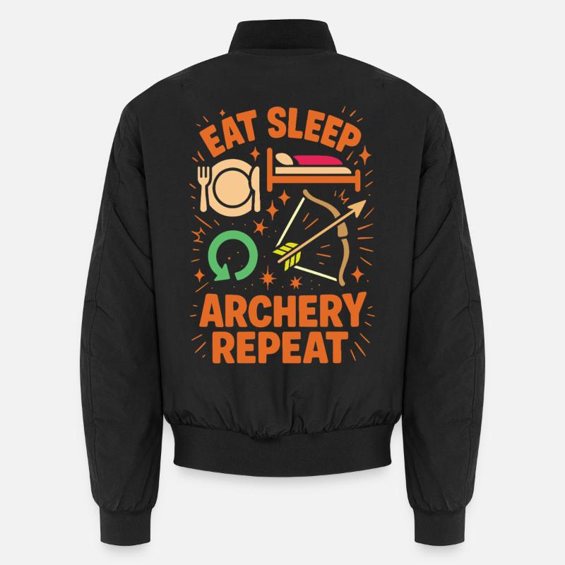 Eat Sleep Archery Repeat funny archer - Unisex Bomber Jacket - black