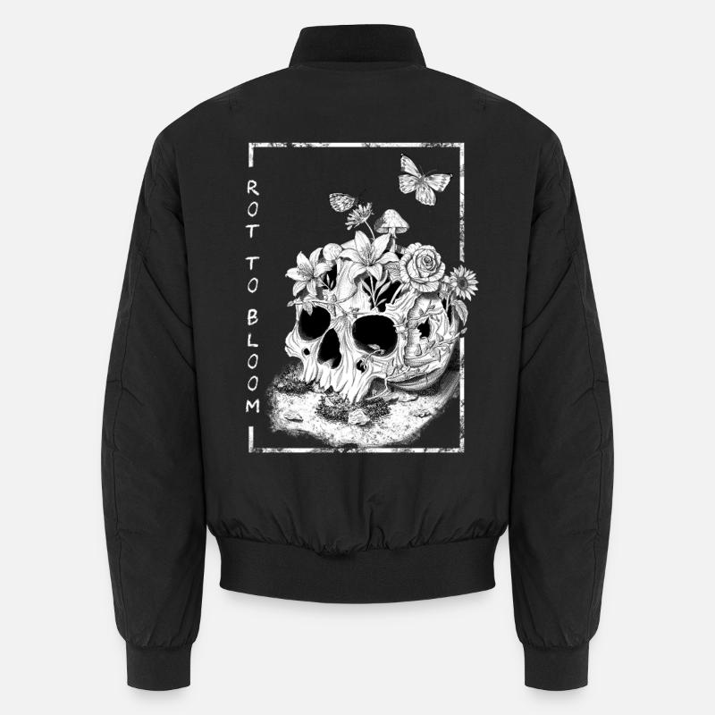 Blumen Schädel Tattoo Style Design, Rot to Bloom Unisex Bomberjacke