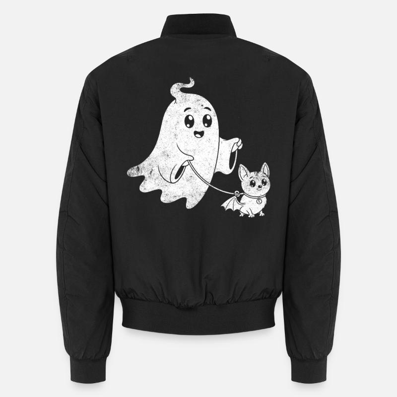 Ghost with Halloween bat dog Unisex Bomber Jacket