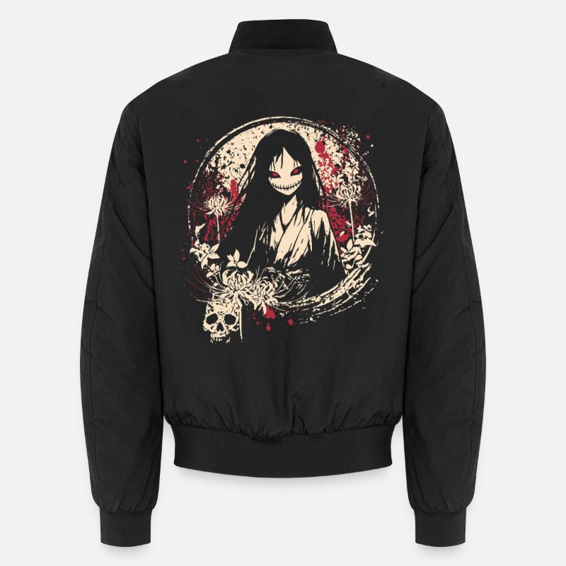 Horror Manga Dämon Mädchen Kimono Design Unisex Bomberjacke
