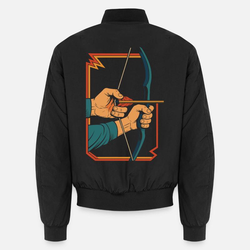 archery bow target archer hands retro - Unisex Bomber Jacket - black