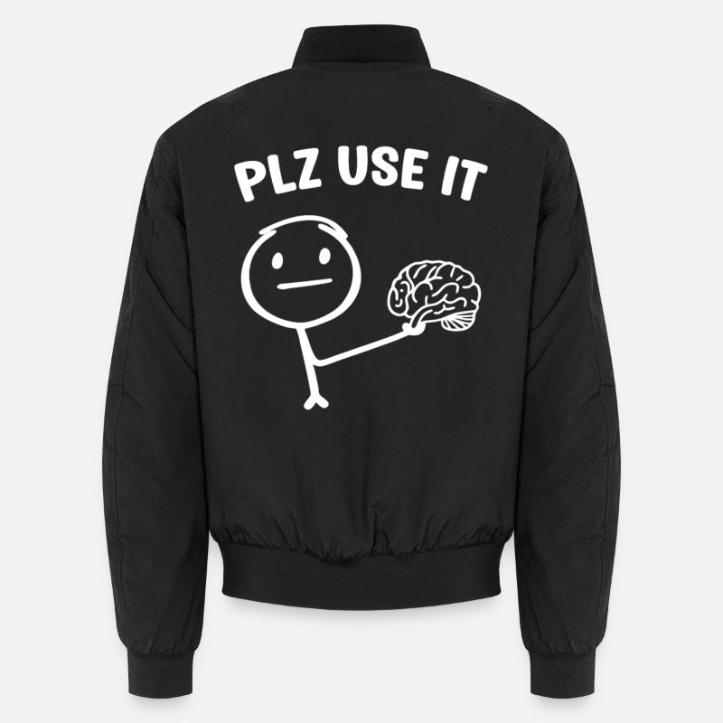 A funny stick figure with brain plz use it Unisex Bomber Jacket
