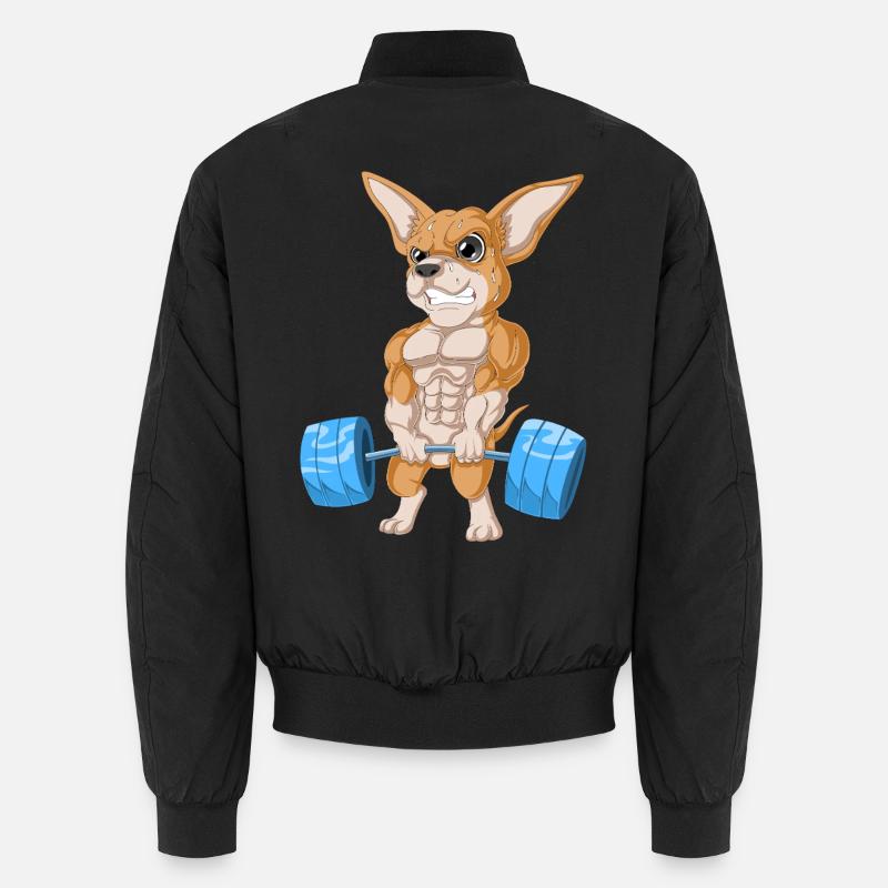 Chihuahua Weightlifting - Unisex Bomber Jacket - black