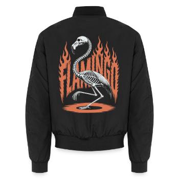 Flamingo flammes squelette Halloween - Bomber unisexe - noir - Dos - AI Model Male 185 light (185cm)