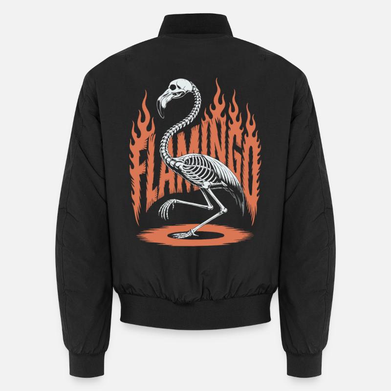 Flamingo flammes squelette Halloween Bomber unisexe