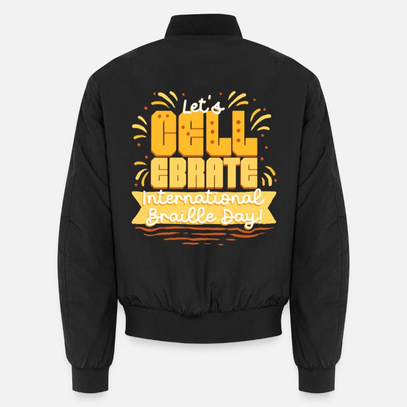 Braille Teacher Braille Lets Cell-Ebrate - Unisex Bomber Jacket - black