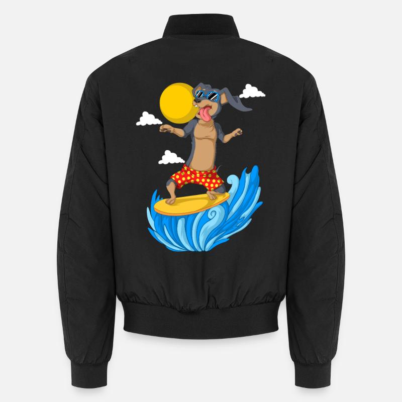 Teckel surfeur en tenue d’été Bomber unisexe
