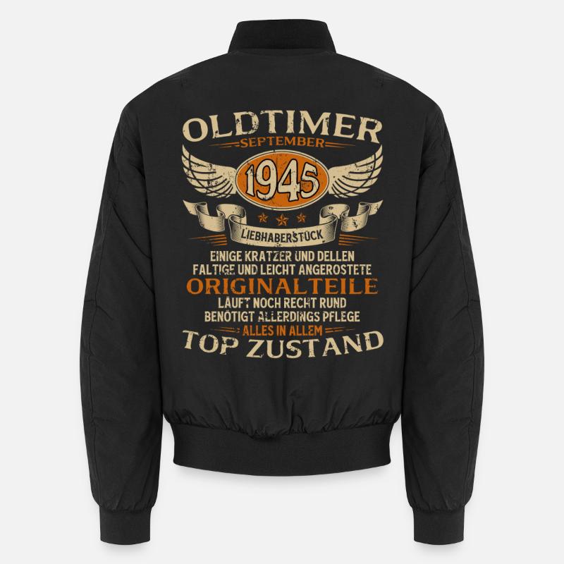 80. Geburtstag Geschenk Oldtimer September 1945 Unisex Bomberjacke