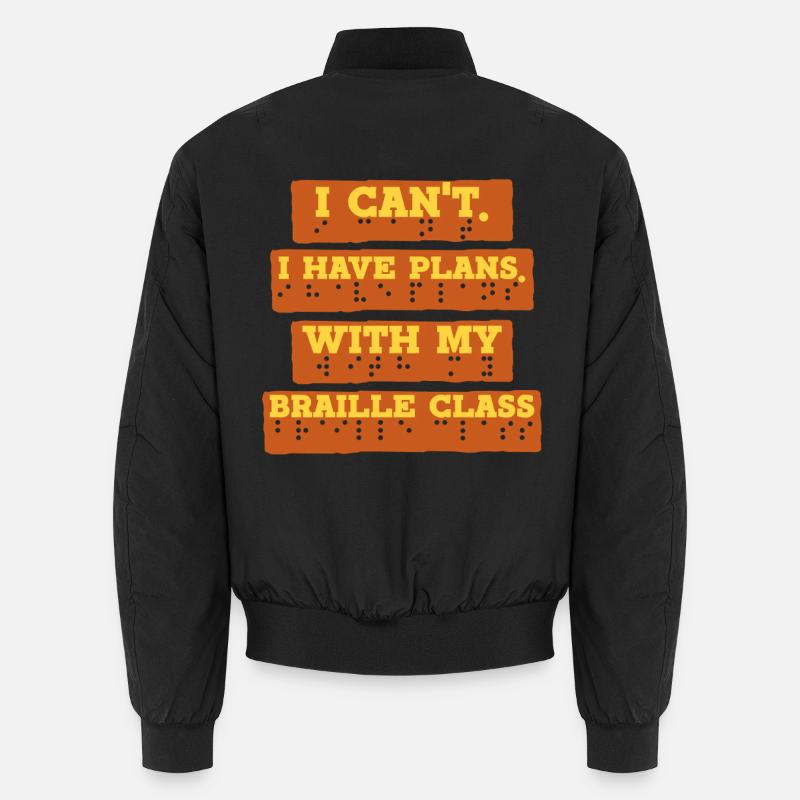 Braille Lehrer Blindenschrift Braille Class - Unisex Bomberjacke - Schwarz