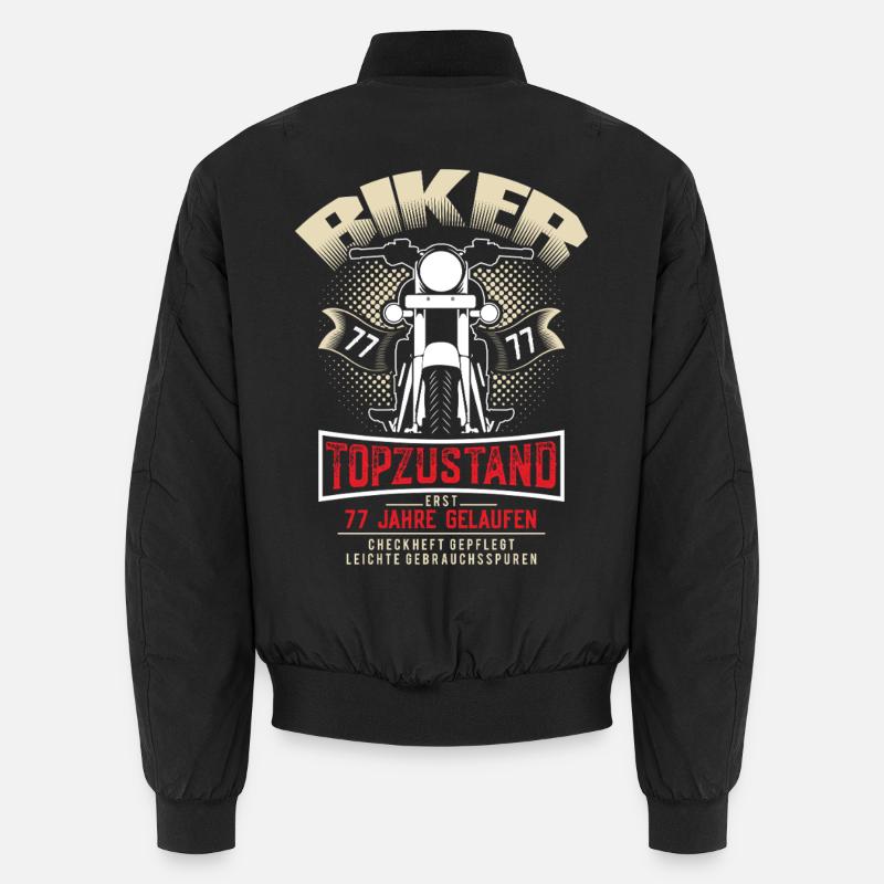 77. Geburtstag Motorradfahrer Motorrad Unisex Bomberjacke