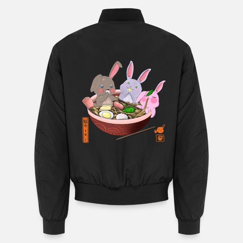 Lapins Kawaii mangeant des ramen Bomber unisexe
