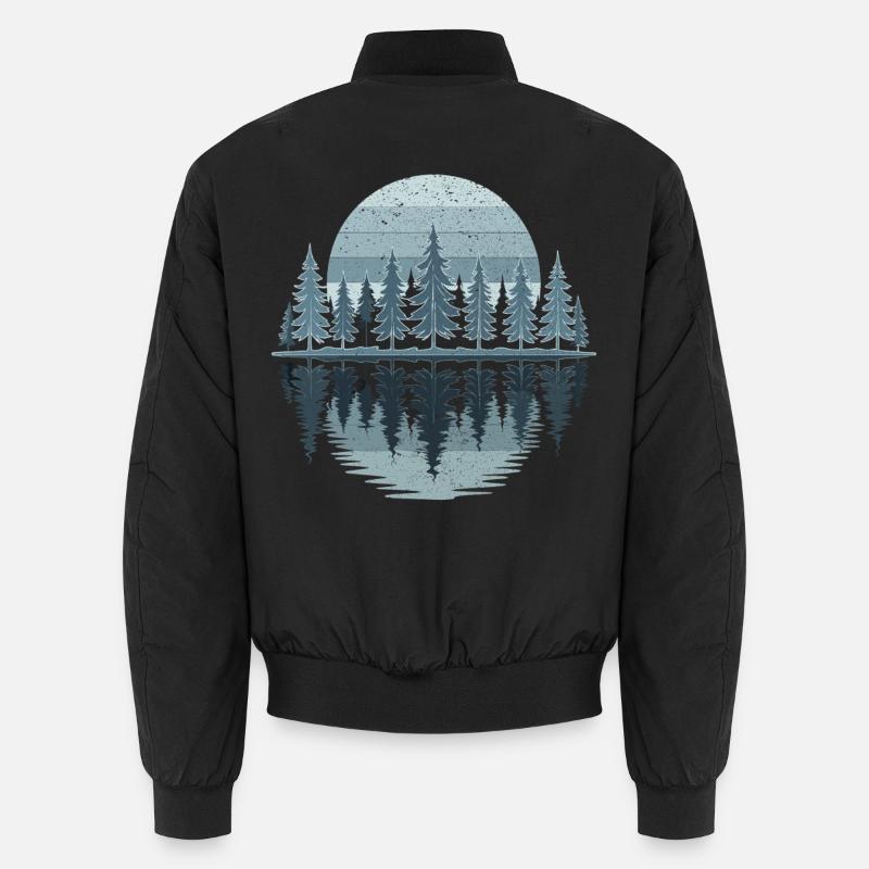 trees, forest, nature, wilderness, outdoor, sunset Unisex Bomber Jacket