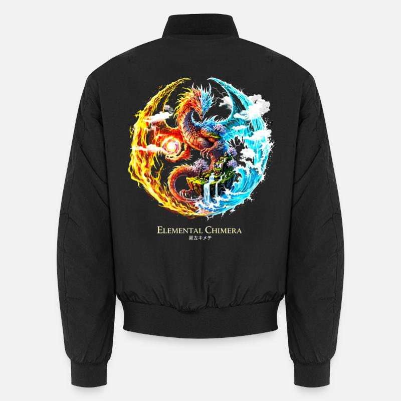 Elemental Chimera – Fire & Water Dragon - Unisex Bomber Jacket - black