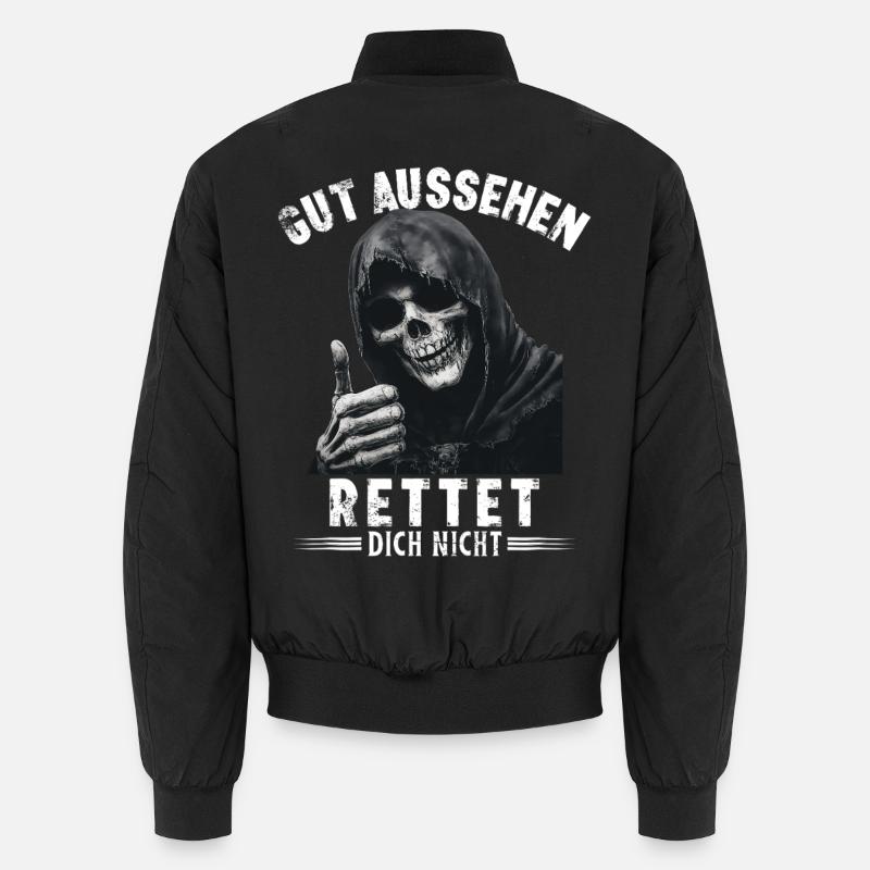 Saying looking good won't save you Grim Reaper Unisex Bomber Jacket