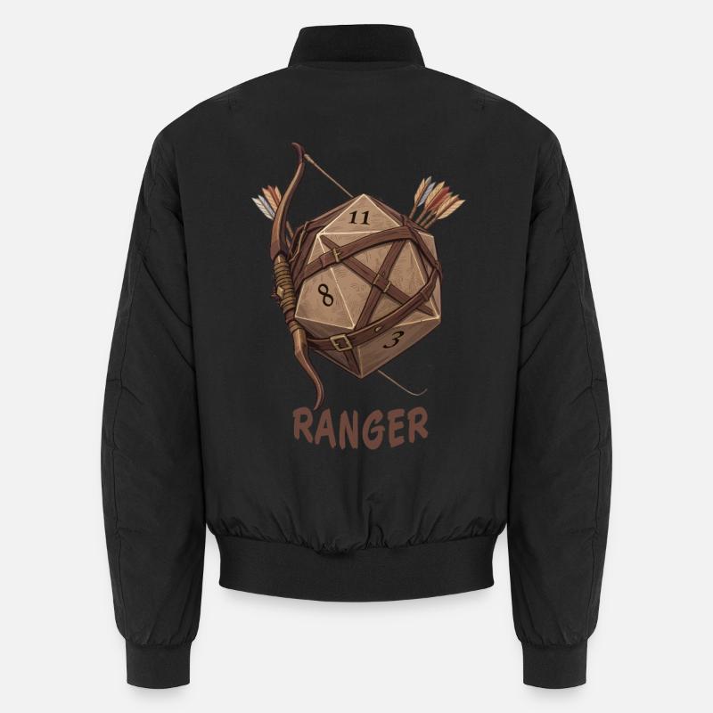W20 mit Bogen & Pfeil – Ranger Fantasy Dice Unisex Bomberjacke