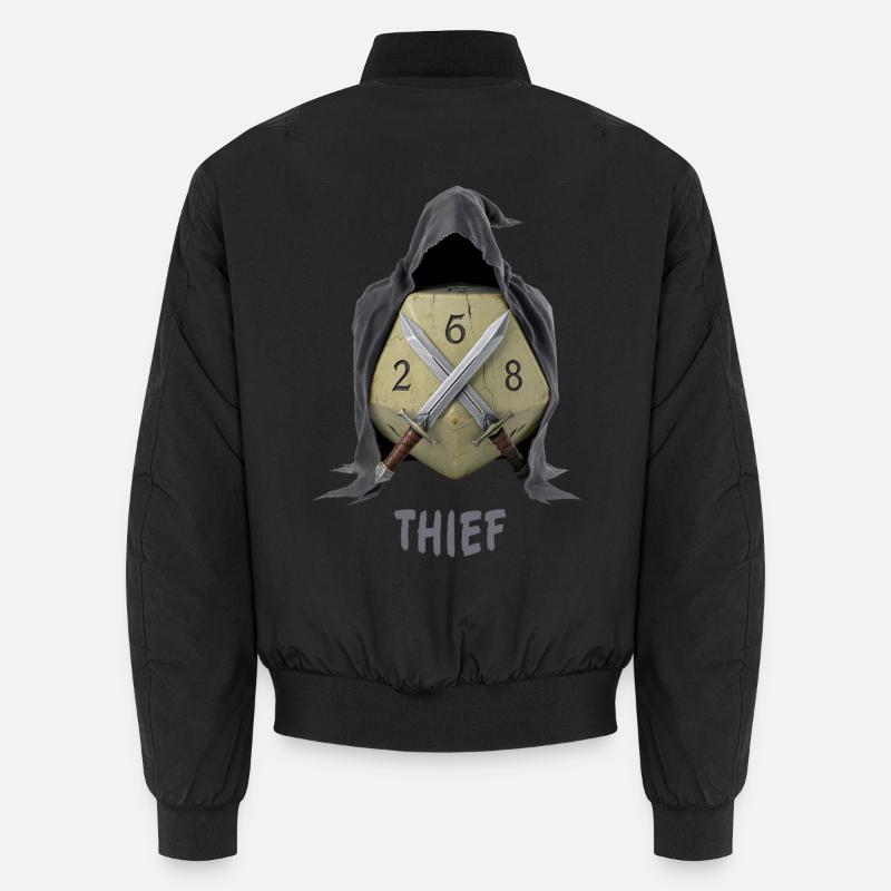 W20 mit Kapuze – Thief Fantasy Dice - Unisex Bomberjacke - Schwarz