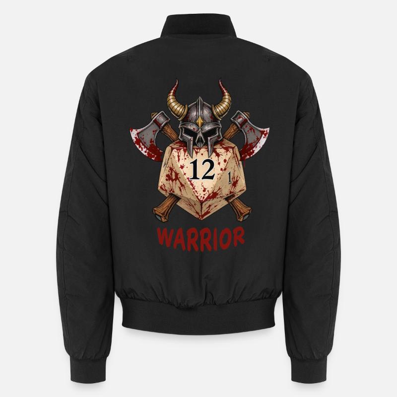 D20 with Knight's Helmet & Axes – Warrior Dice Unisex Bomber Jacket