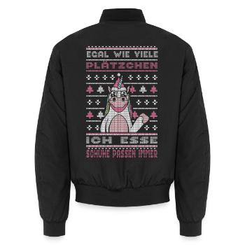 Weihnachtsgeschenk Einhorn Plätzchen Schuhe - Unisex Bomberjacke - Schwarz - Hinten - AI Model Male 185 light (185cm)