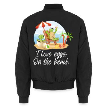 Turtle I Love Eggs On The Beach  - Unisex Bomberjacke - Schwarz - Hinten - AI Model Male 185 light (185cm)